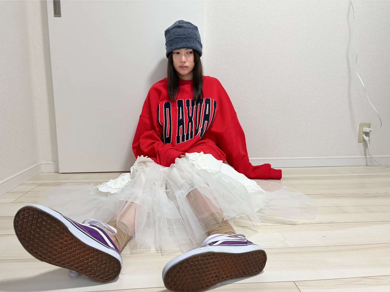 APRON LAYERD TULLE SKIRT_OFF WHITE