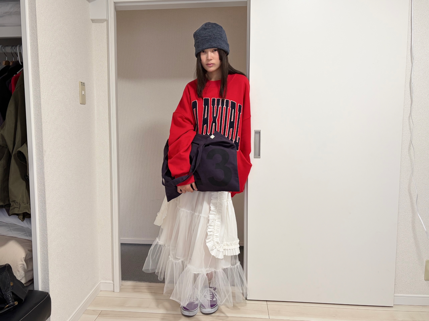 APRON LAYERD TULLE SKIRT_OFF WHITE