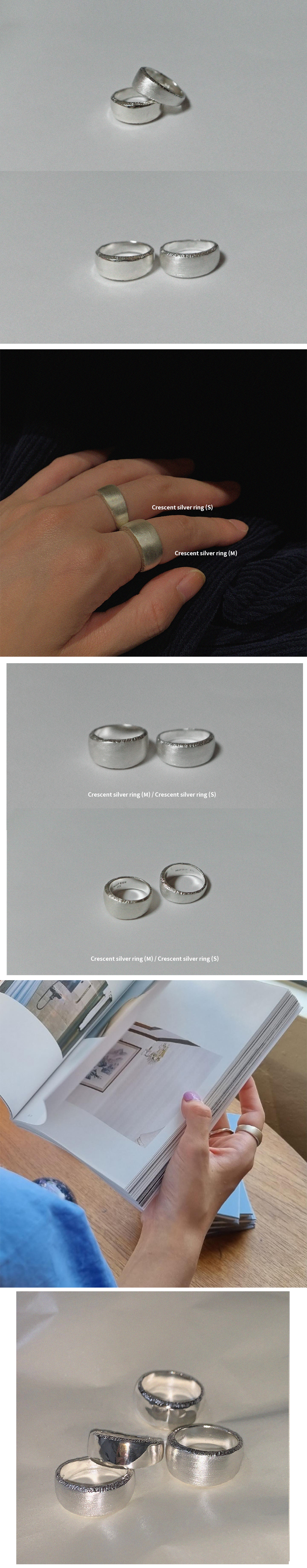 Crescent silver ring