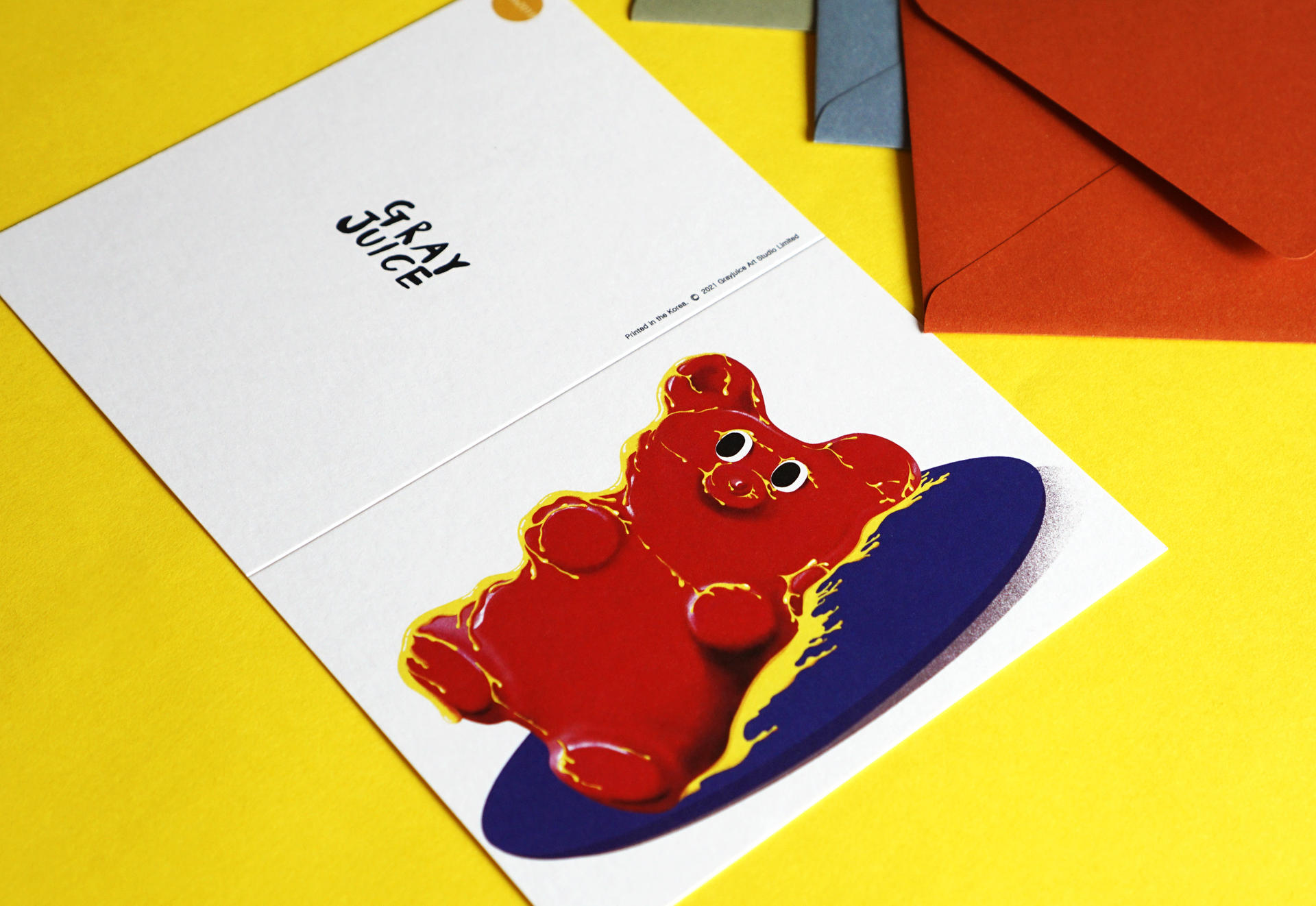 그레이쥬스 친환경 인증 아트 카드 그래픽 엽서 젤리곰 구미베어 그림