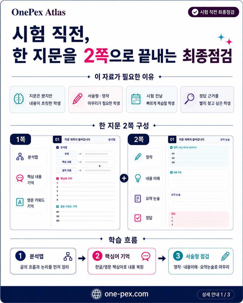 고1 올림포스 전국연합 3강 최종 점검(직보)