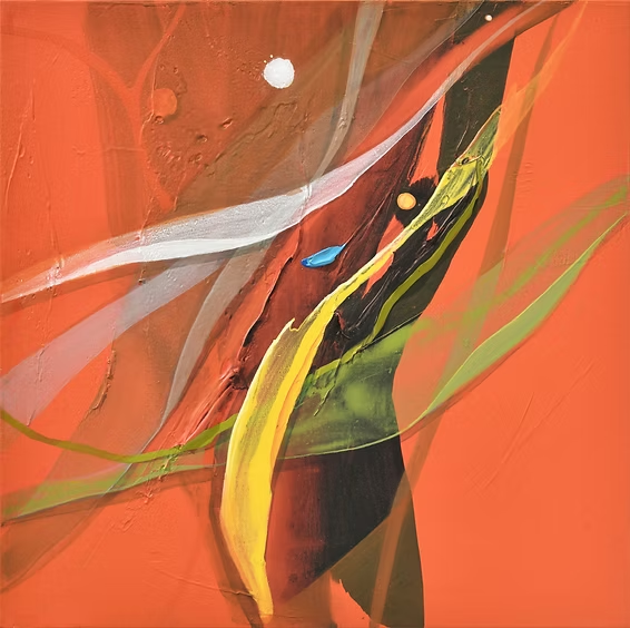 Memory of paradise 45.5x45.5cm mixed media 2025