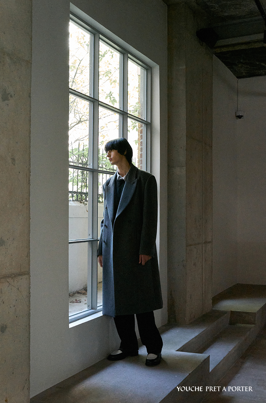 SI DOUBLE BRESTED COAT Charcoal Melange [예약배송 10.07]
