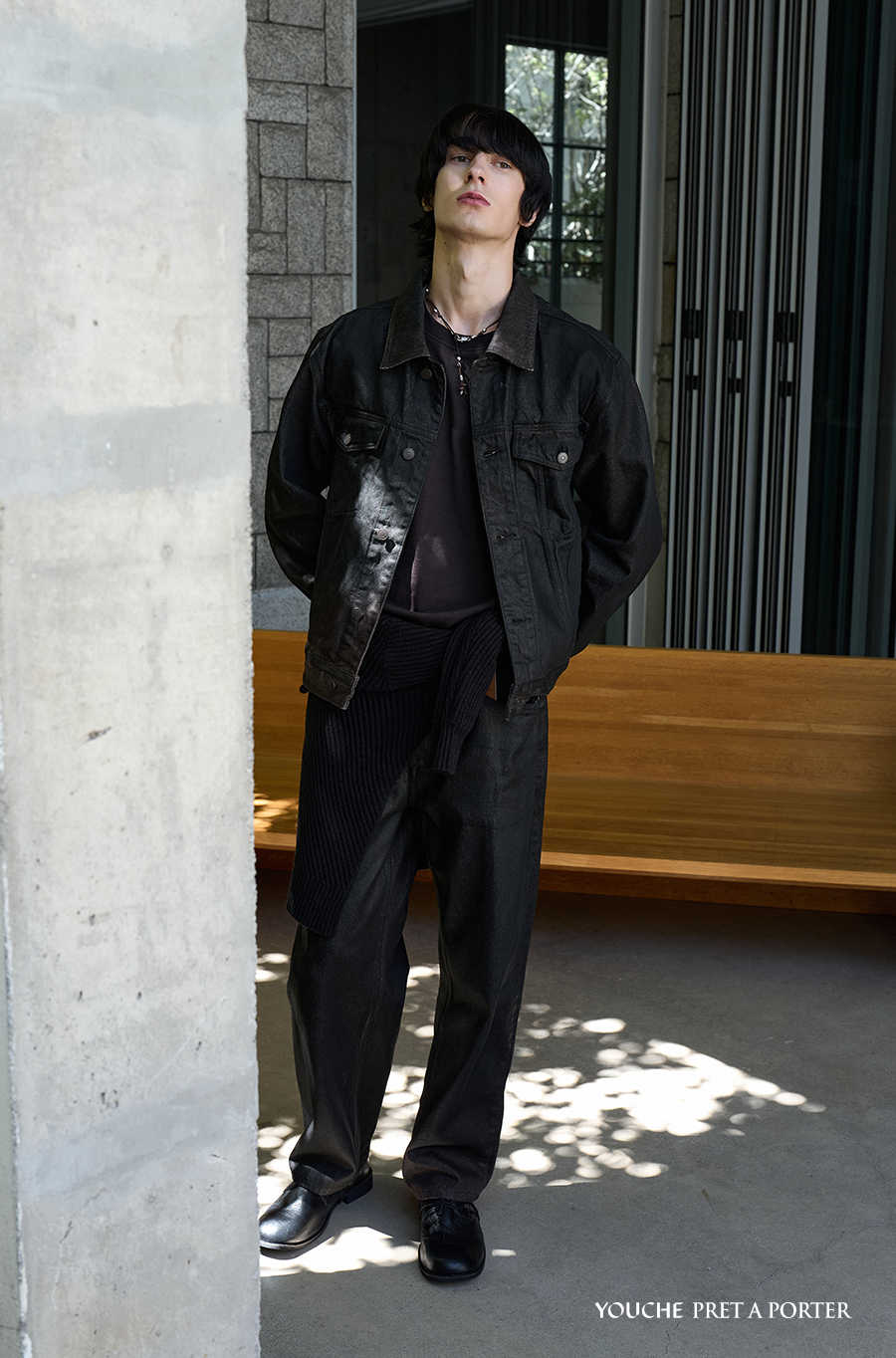 SI HAND COATED STRAIGHT DENIM Burnt Black