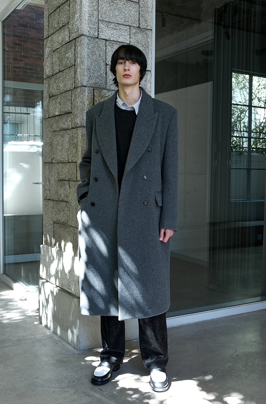 SI DOUBLE BRESTED COAT Charcoal Melange [예약배송 10.07]