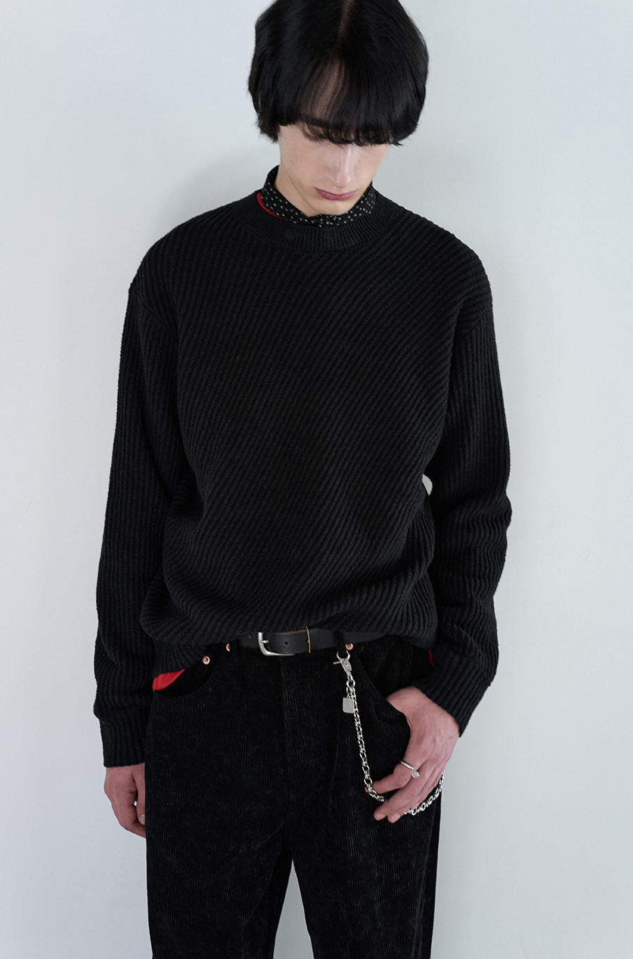 SI DIAGONAL RIB KNIT Black