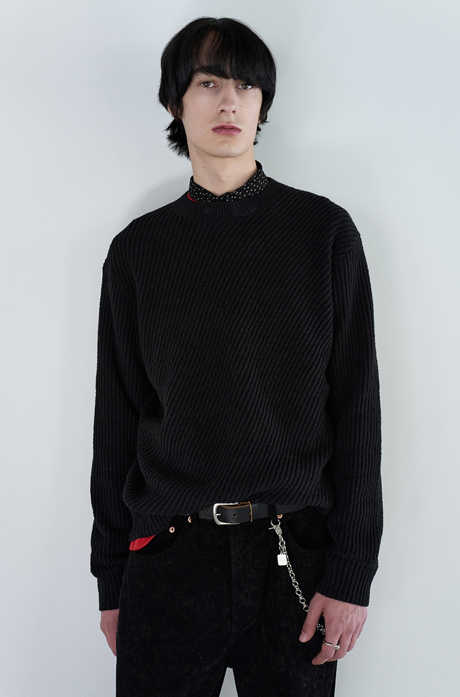 SI DIAGONAL RIB KNIT Black