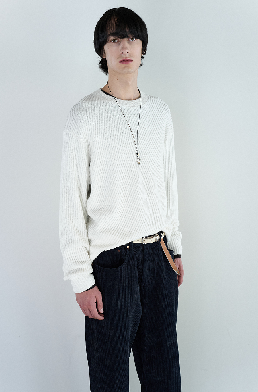 SI DIAGONAL RIB KNIT Ecru