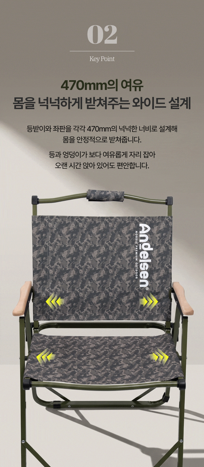[업그레이드]안델센 시그니처 로우 폴딩체어 4종(캠핑 경량의자, 카키,블랙,샌드베이지,밀리터리컬러)