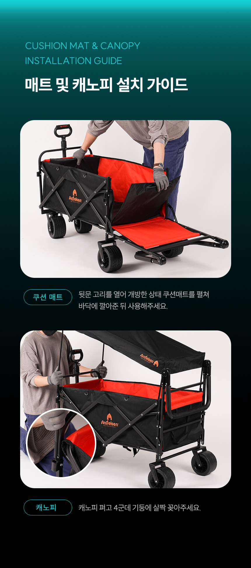 [NEW출시]안델센 레인저160 캠핑웨건 3종(캐노피 폭신매트 포함 유모차형 뒷문개방)