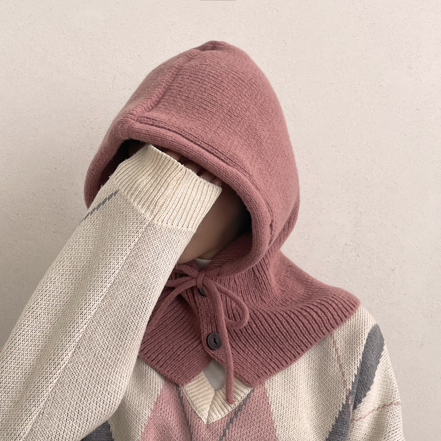 니트 귀도리 귀마개 골지 단추 빌리 도톰 바라클라바 겨울 방한 모자 넥워머 후드 목토시 no.61 상세 이미지 35