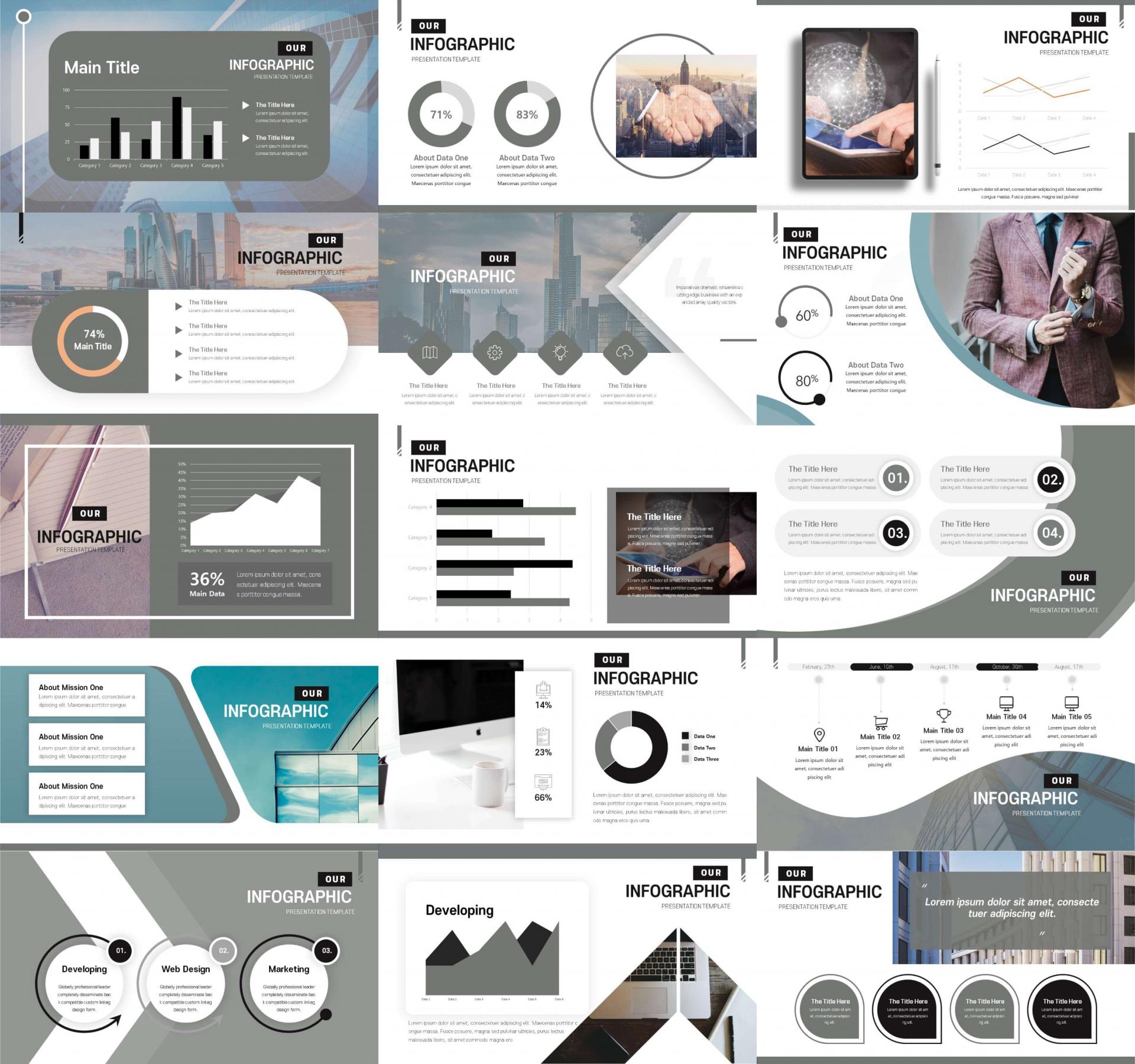 피피티 원형 차트 디자인 및 막대 그래프 개체 다운로드 : PPT 템플릿 스토어 - 디자인킵