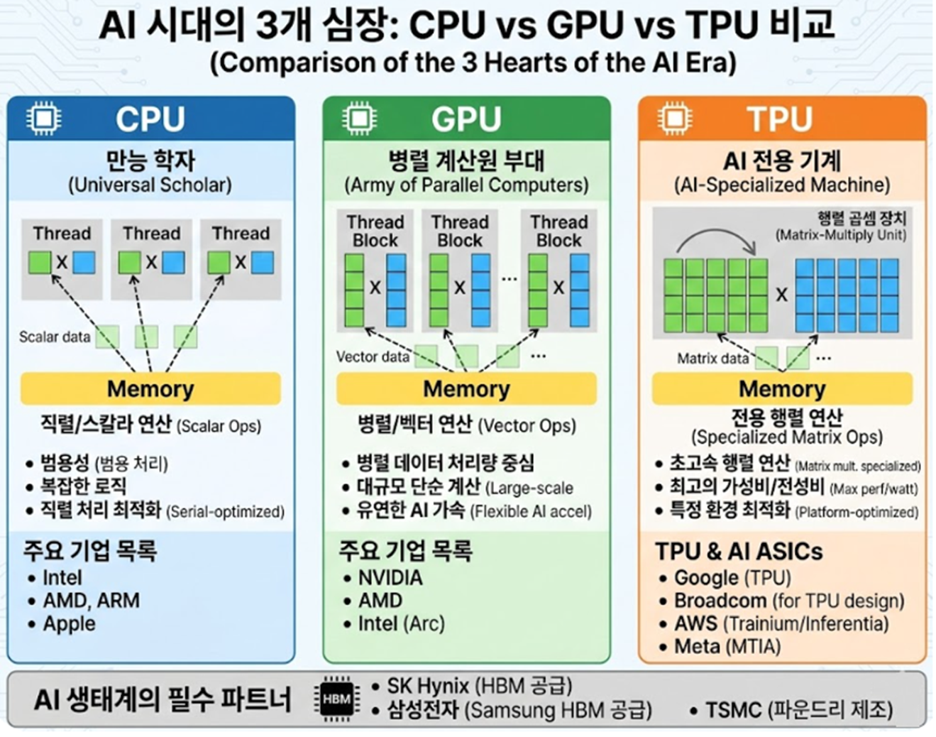 CPU VS GPU VS TPU 차이점? : 에스엔피테크