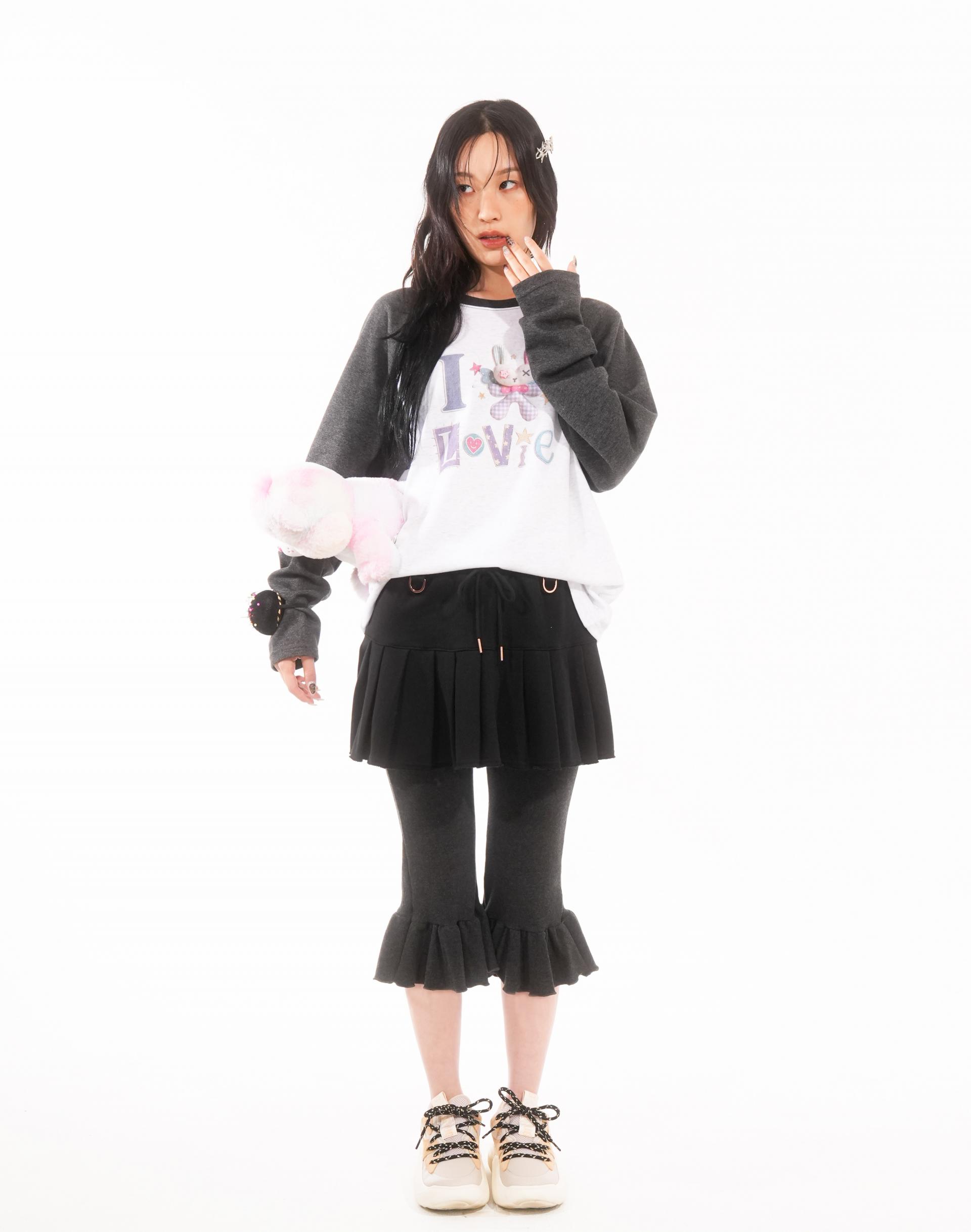 Sweat Pleats Skirt (Black)