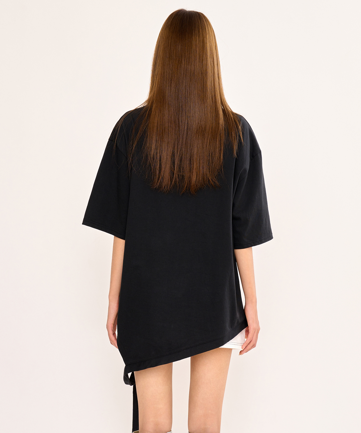 Asymmetric Belt T Shirt - Black