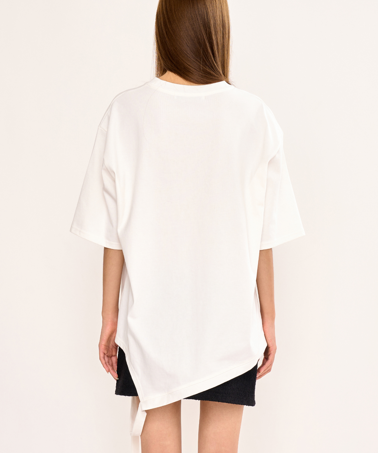 Asymmetric Belt T Shirt - White