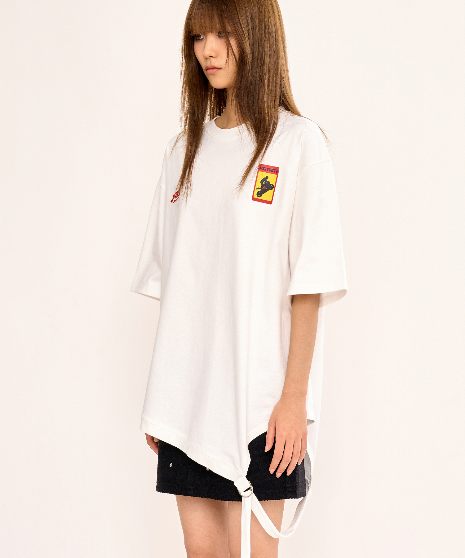 Asymmetric Belt T Shirt - White