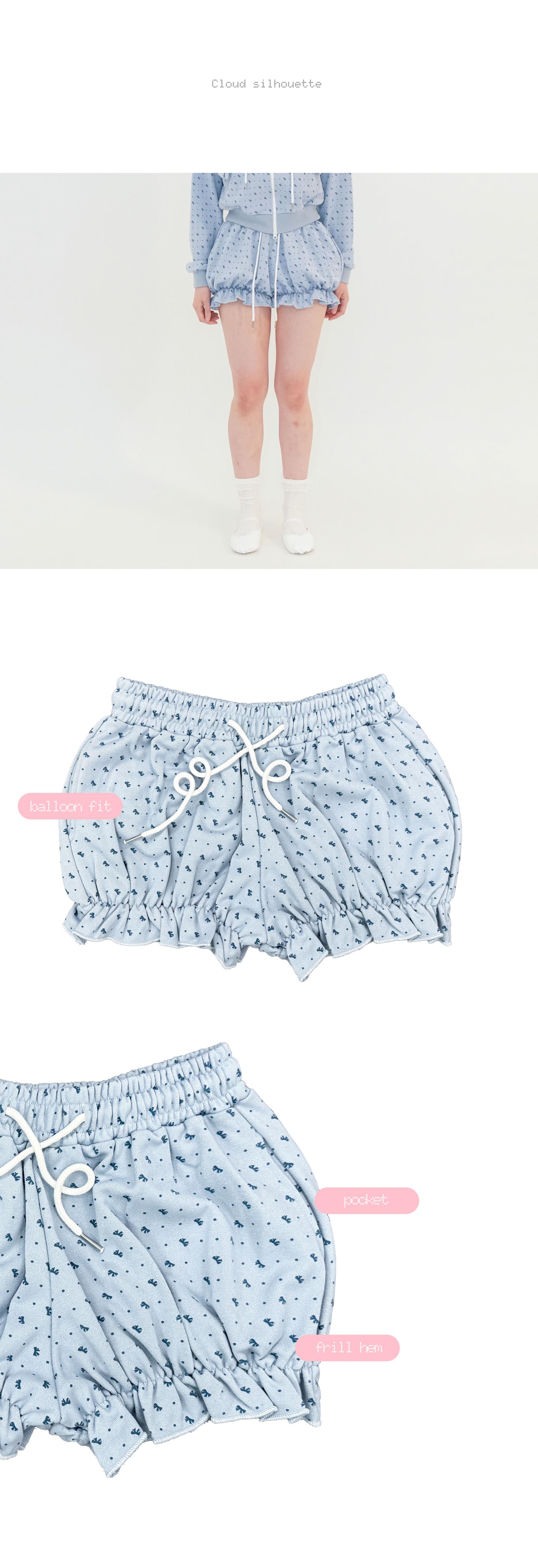 RIBBON PUMPKIN SHORTS - BLUE