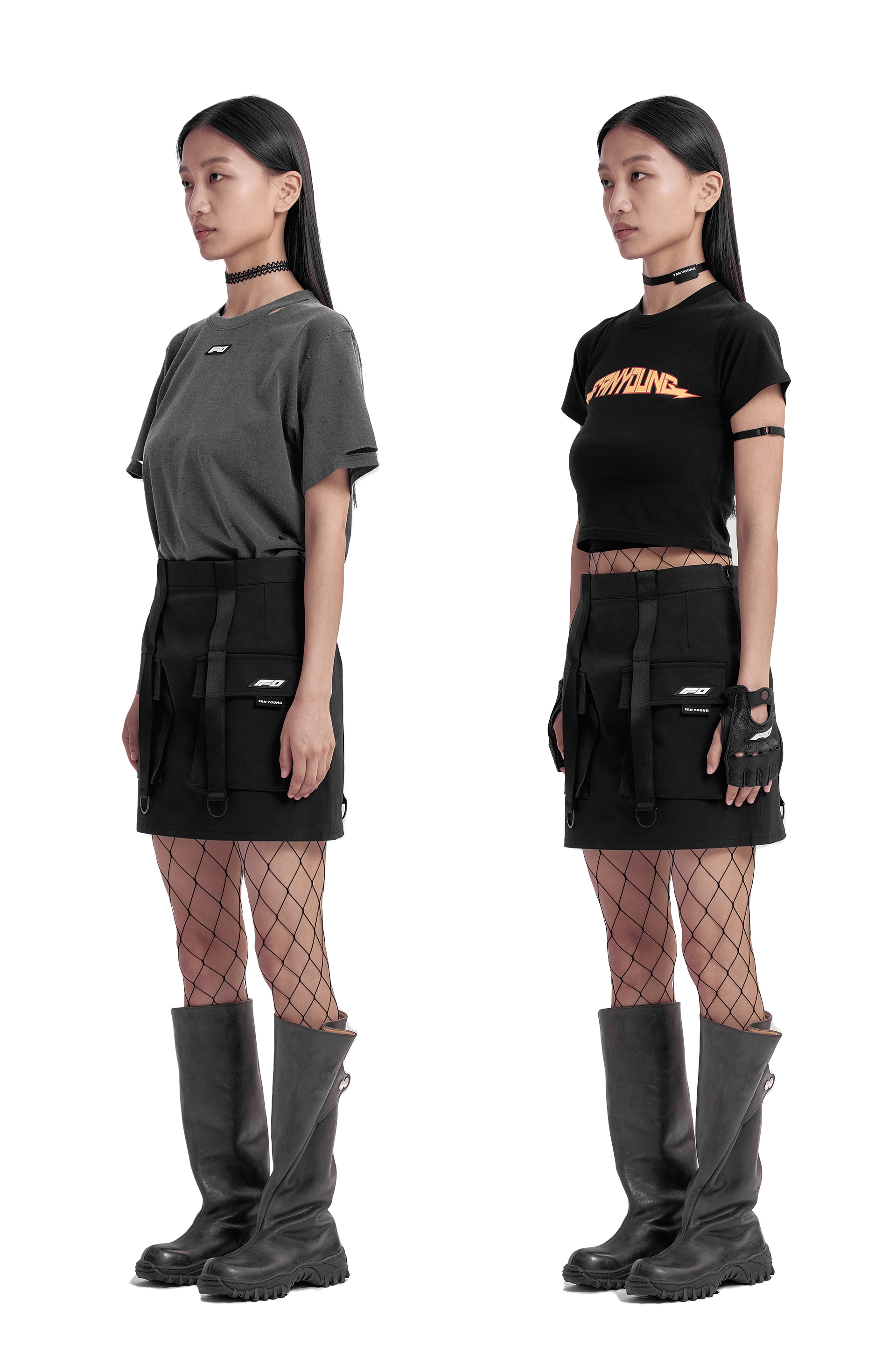 Midrise Strap Cargo Mini Skirt