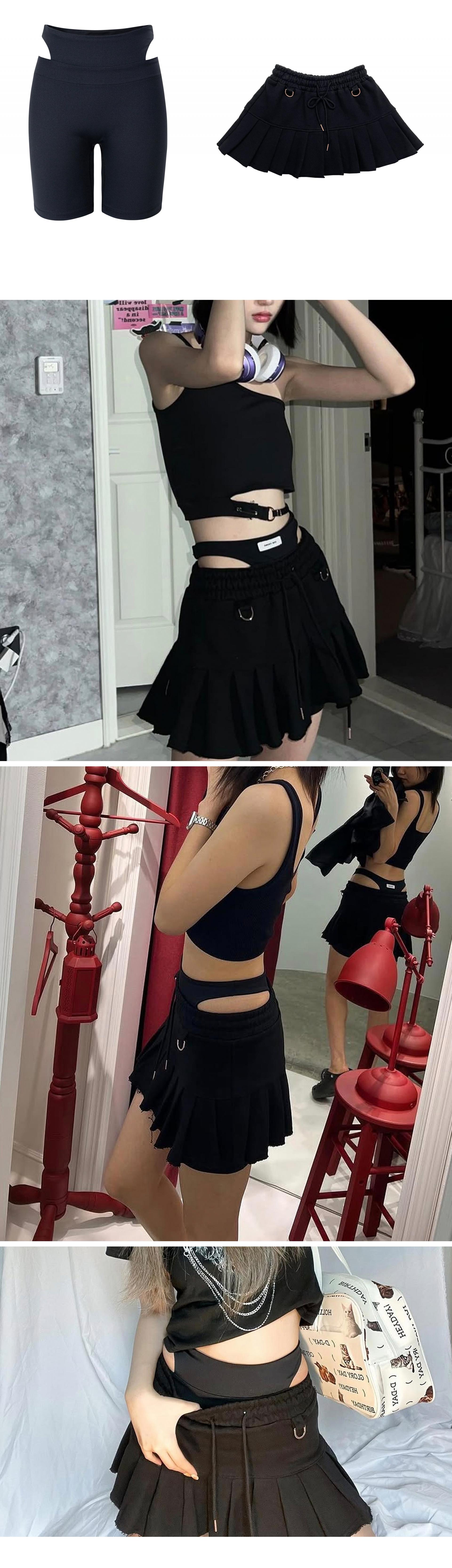 Sweat Pleats Skirt (Black)