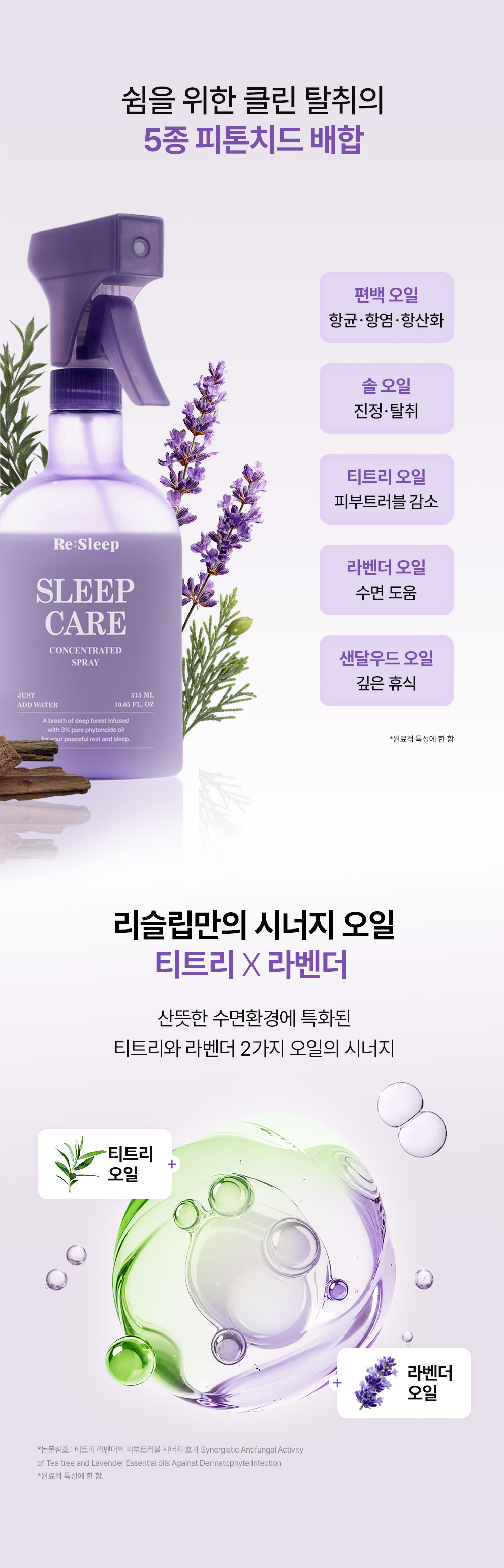 [리뉴얼] 리슬립 슬립케어 피톤치드 농축 스프레이 섬유탈취제 앰플형 315ml