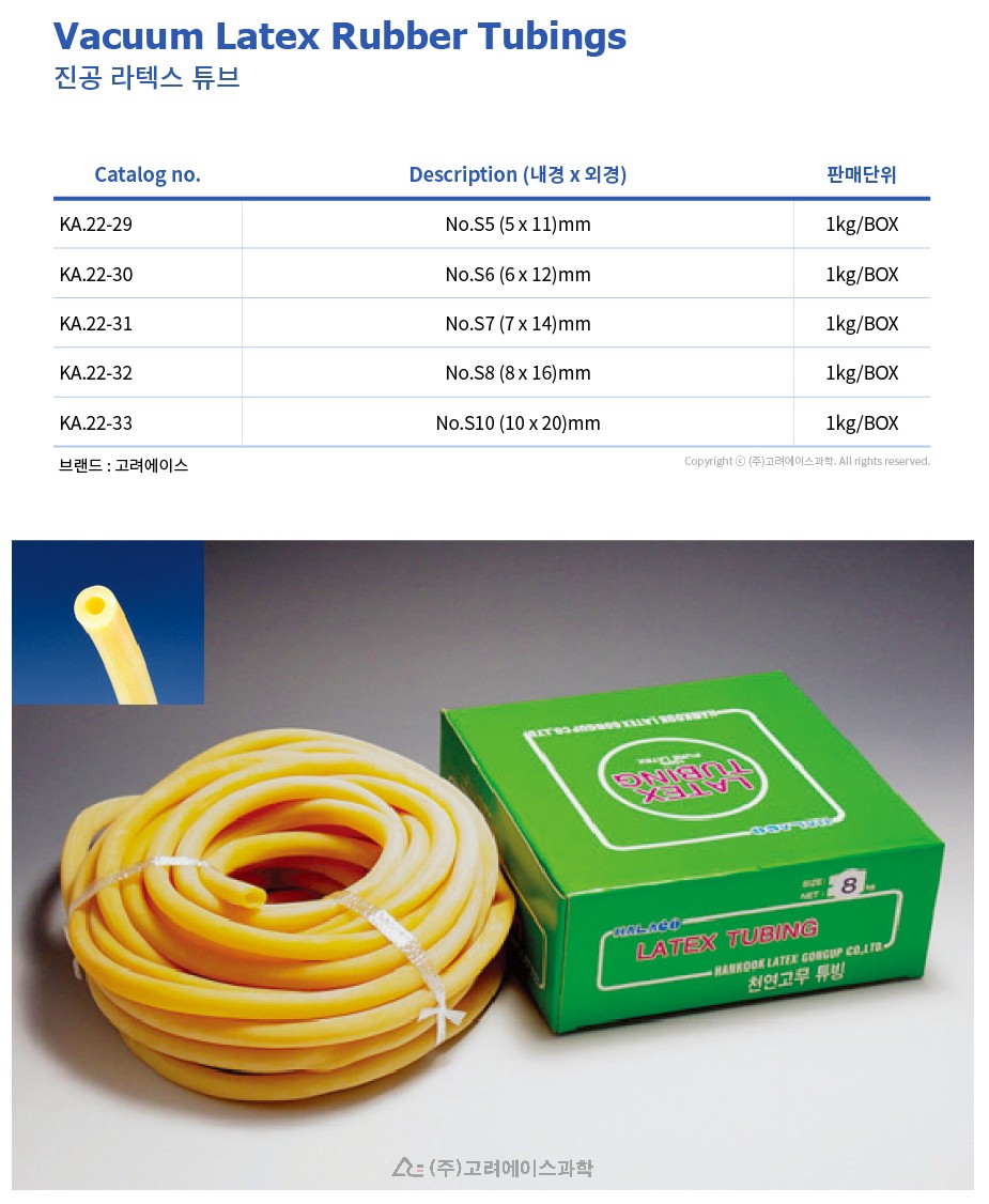 Vacuum Latex Rubber Tubings (진공 라텍스 튜브)