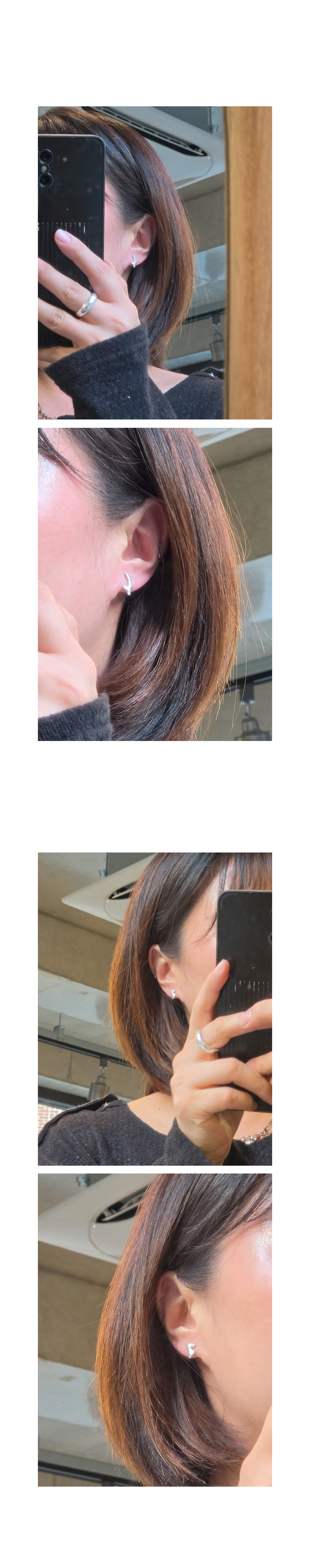 ECT114 98% 순은 플루이드 스터드 귀걸이