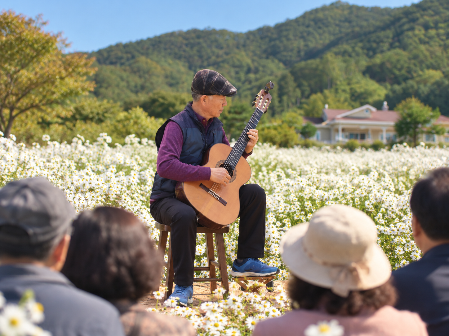 구절초 꽃밭에서 열리는 농장 음악회