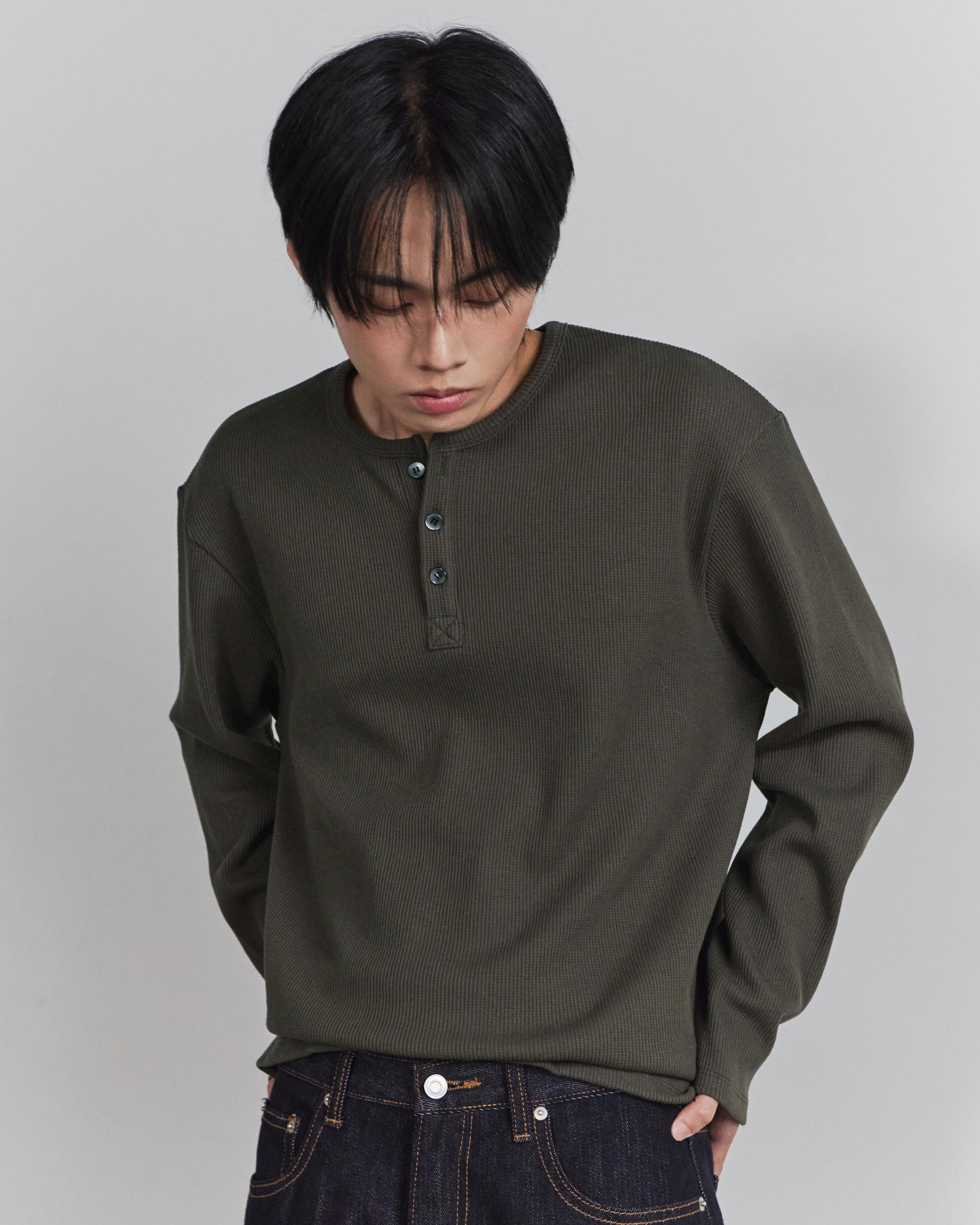 와플 헨리넥 롱슬리브 티셔츠 (4 color)