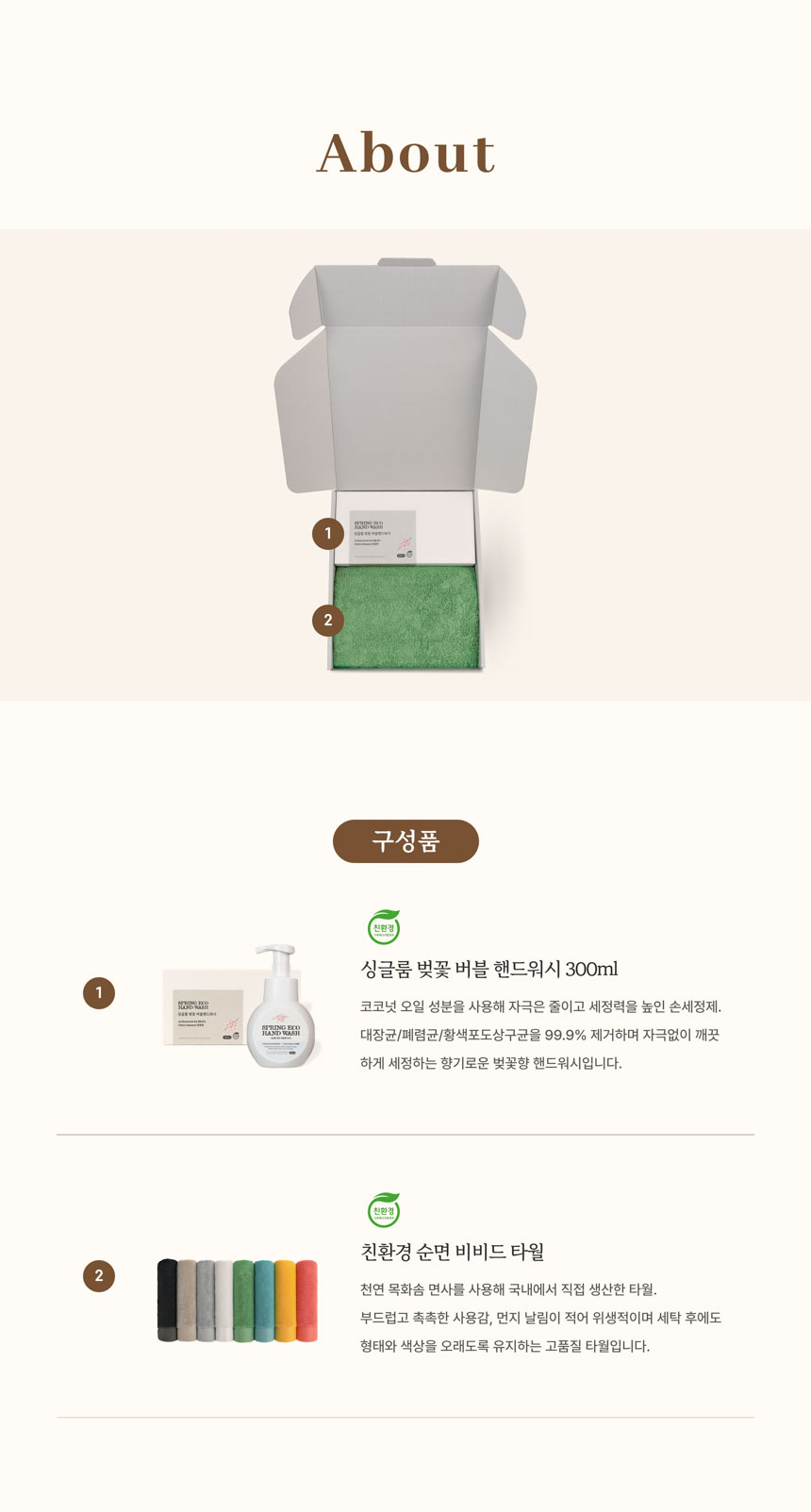 싱글룸 욕실2종 친환경 인증 선물세트 (한결)