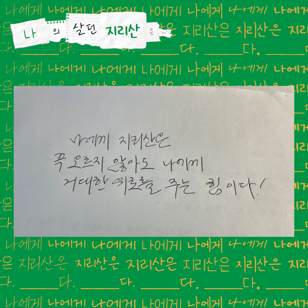 나에게 지리산은 꼭 오르지 않아도 나에게 거대한 위로를 주는 힘이다!