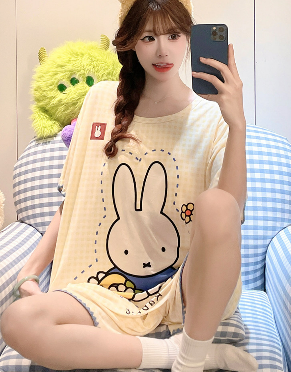 미피 모달 브라탑 반팔 반바지 잠옷 (옐로우) 캡내장 비스코스 빅사이즈 파자마