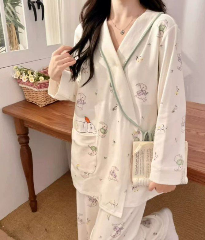 임산부 봄 가능 순면 수유 잠옷 (4종) 가슴패드 탈부착 허리 고무줄 조절