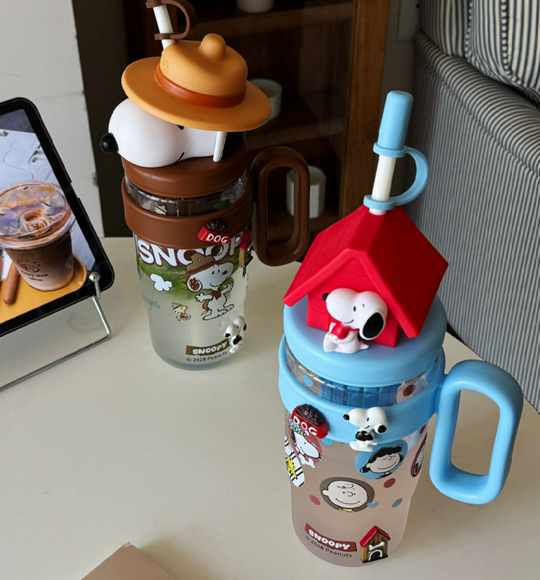 스누피 대용량 빨대 물병 1060ml (2종) 빨대컵 아이스 주전자 차거름망 포함