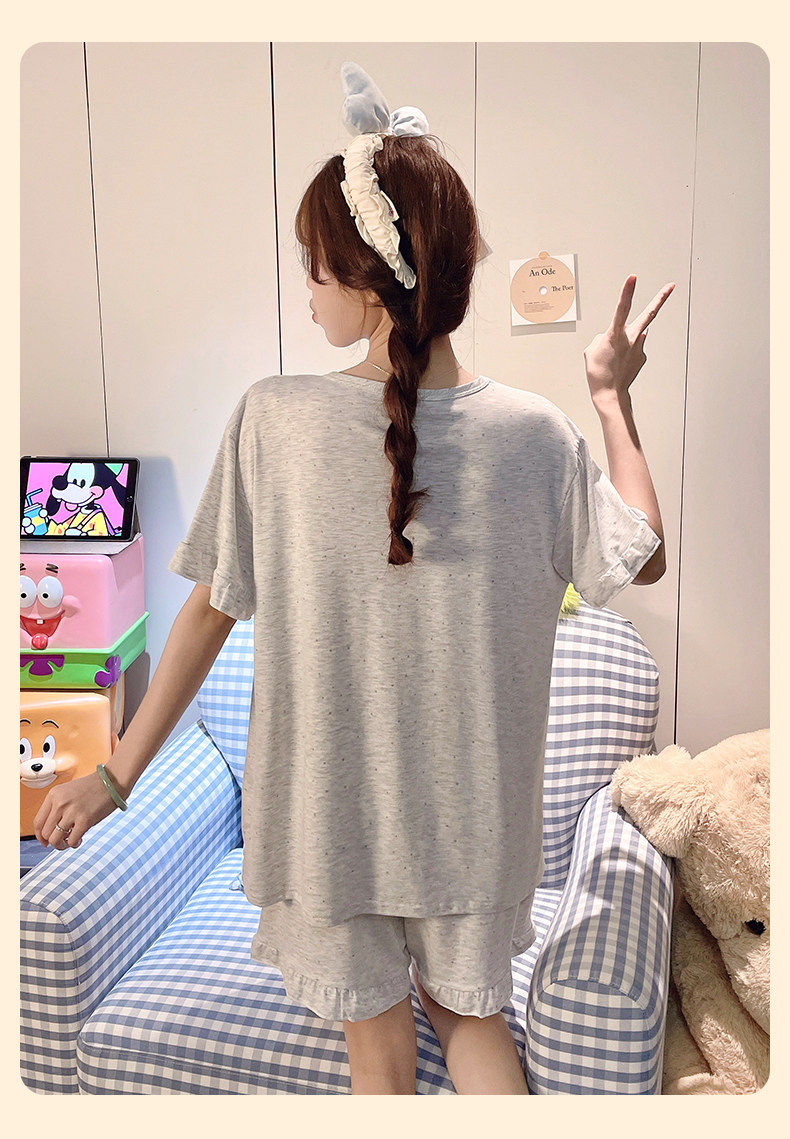 라부부 모달 브라탑 반팔 반바지 잠옷 (그레이) 캡내장 비스코스 빅사이즈 파자마