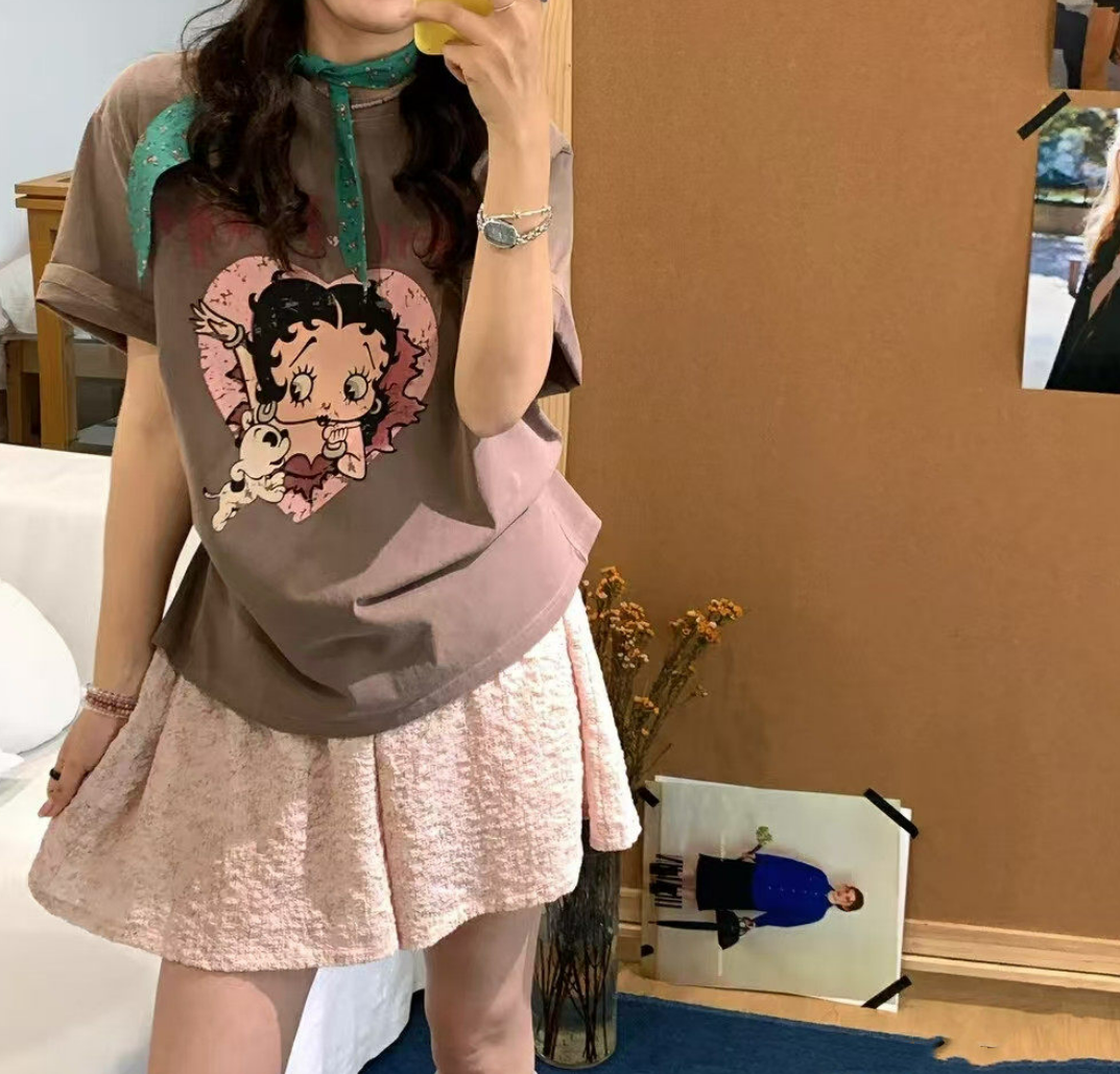 베티붑 순면 여름 반팔 티셔츠 (2컬러) 캐릭터 빅사이즈 반팔