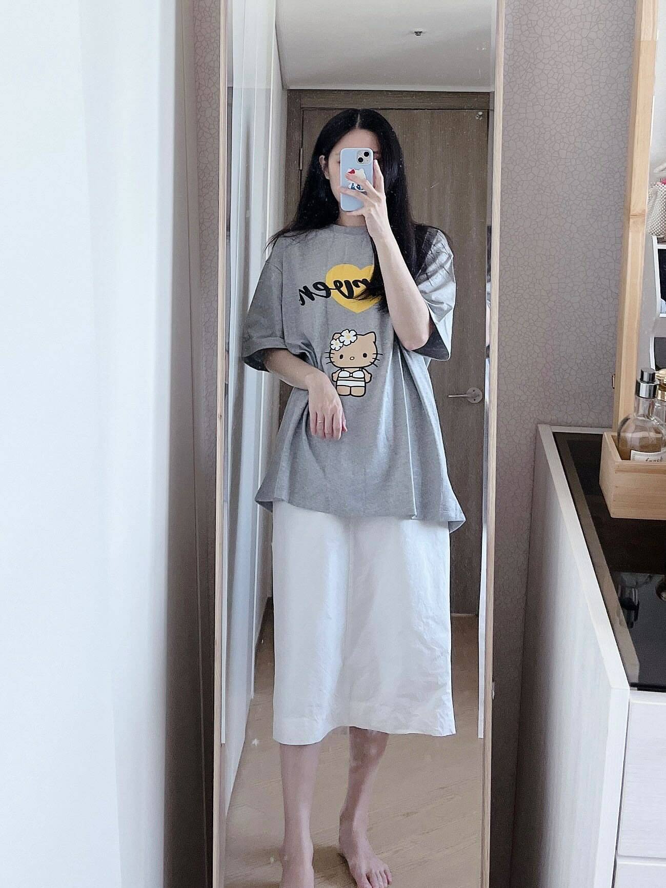 페이버 키티 순면 반팔 (3컬러) 캐릭터 빅사이즈 오버핏 여름 티셔츠