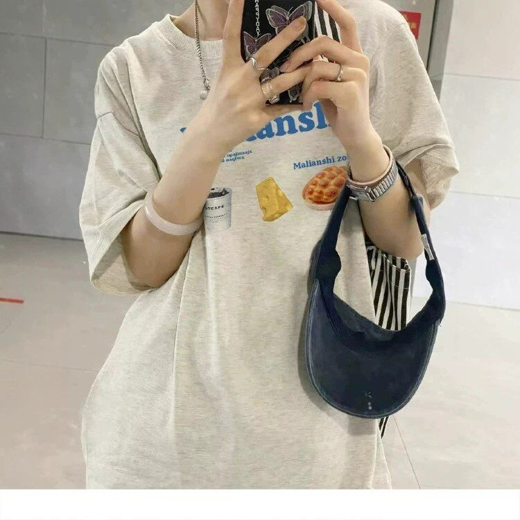 Malianshi 순면 여름 반팔 티셔츠 (그레이) 남녀공용 빅사이즈티