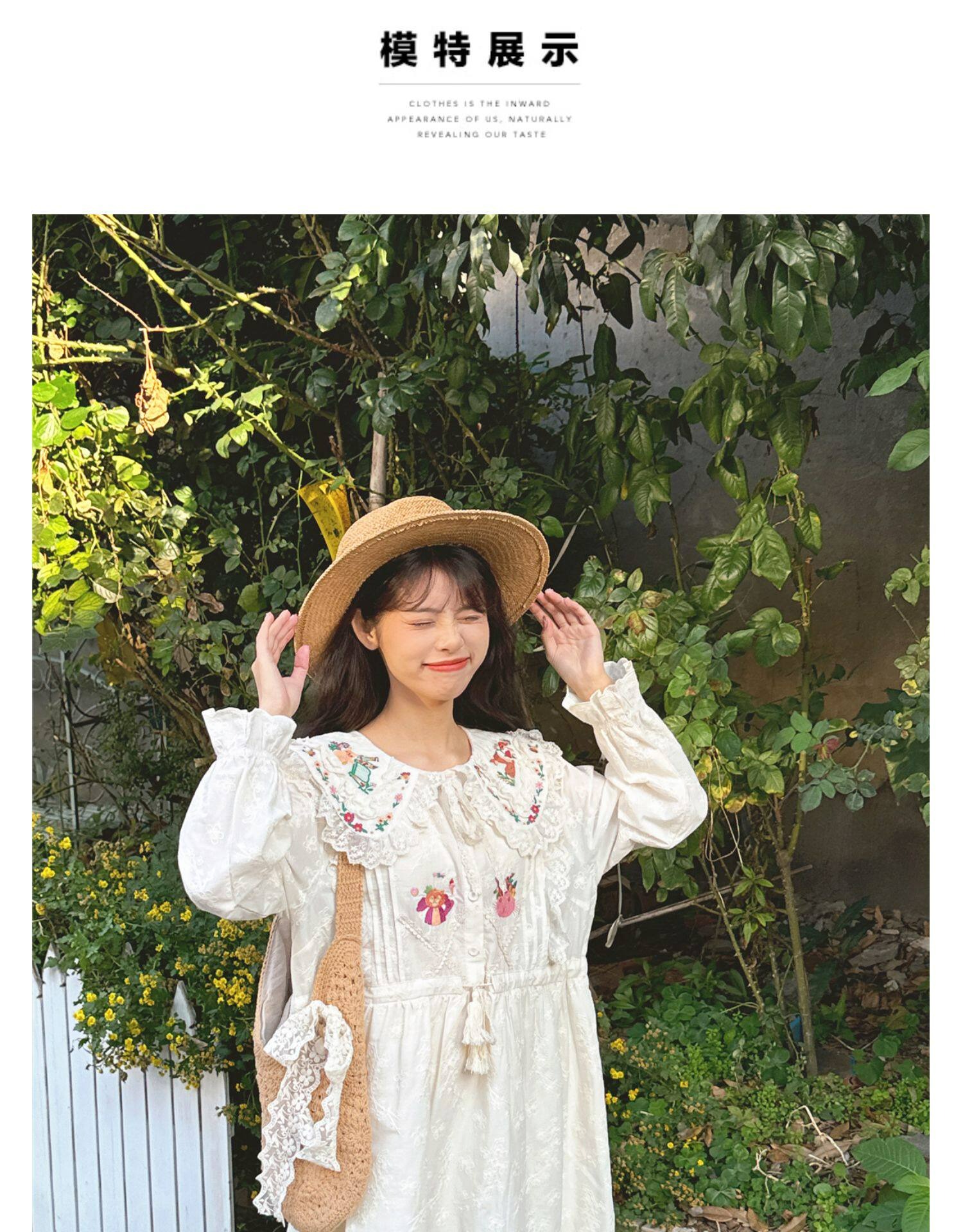 보헤미안 복고푼 순면 원피스 (종) 빅사이즈 원피스 임부목 집시 히피룩