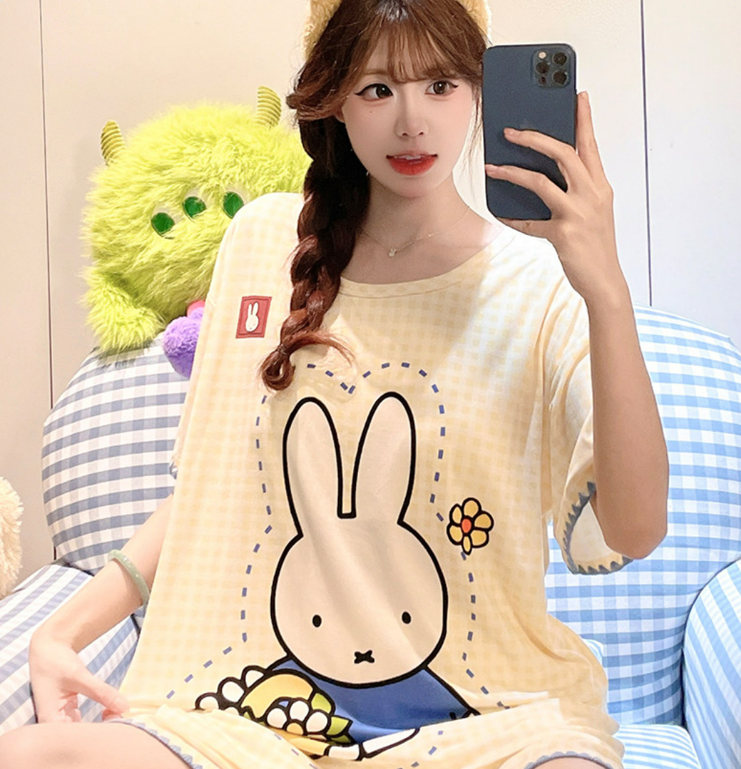 미피 모달 브라탑 반팔 반바지 잠옷 (옐로우) 캡내장 비스코스 빅사이즈 파자마