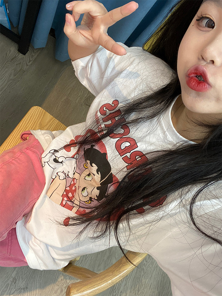 베티붑 순면 반팔 티셔츠 (화이트) 빅사이즈 여름 반팔
