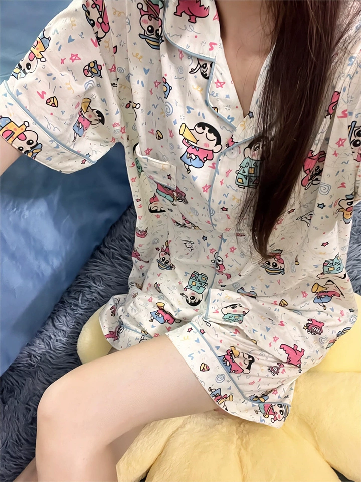 짱구 클라우드 반팔 반바지 잠옷 세트 (아이) 여름 캐릭터 파자마