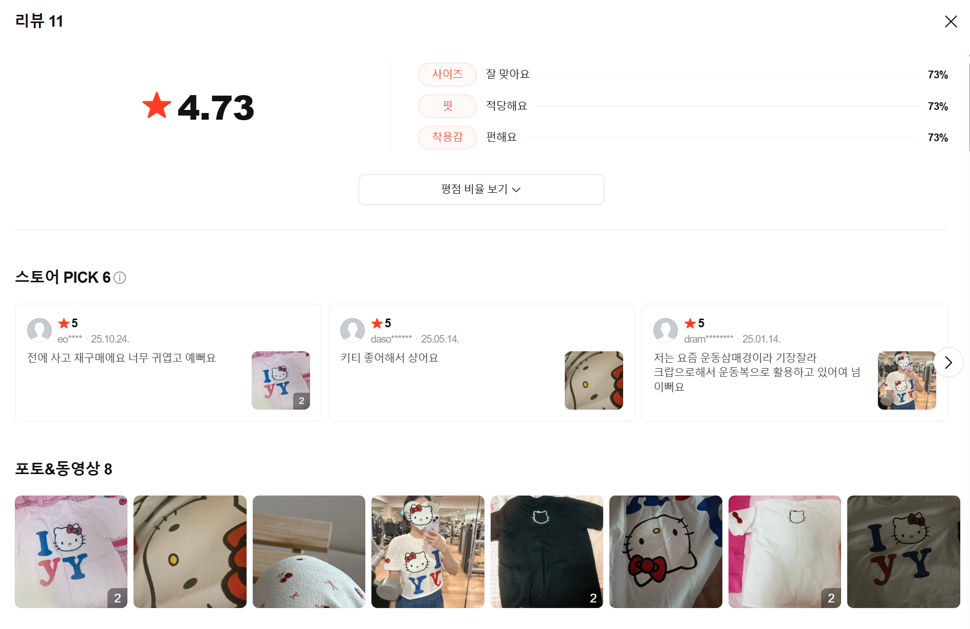 I YY 헬로 키티 여름 반팔 티셔츠 (2컬러) 산리오 캐릭터 루즈핏 반팔티
