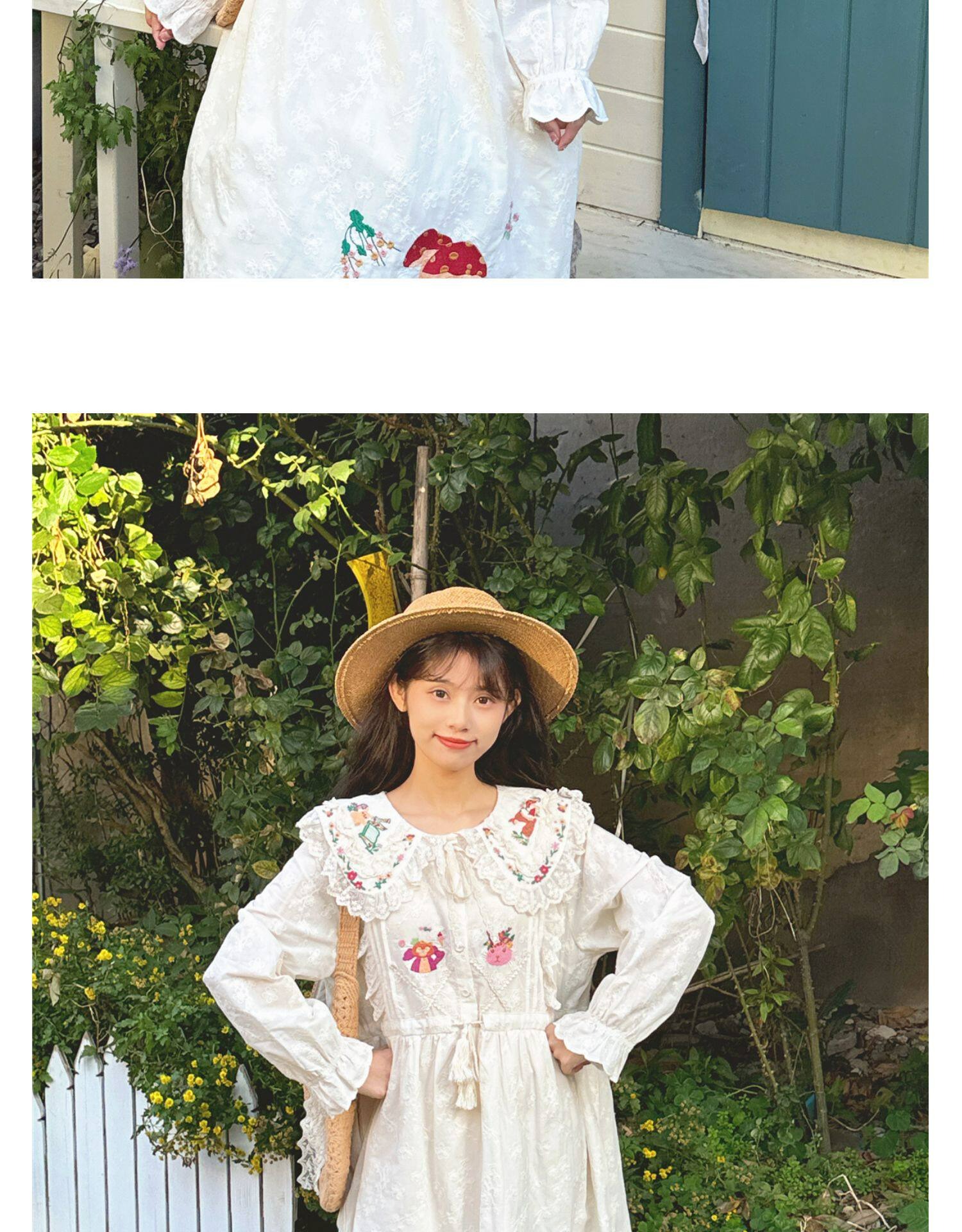 보헤미안 복고푼 순면 원피스 (종) 빅사이즈 원피스 임부목 집시 히피룩