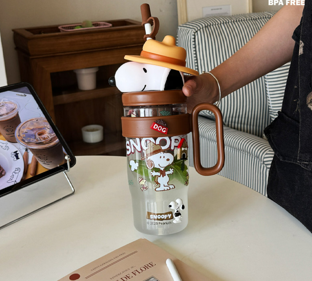 스누피 대용량 빨대 물병 1060ml (2종) 빨대컵 아이스 주전자 차거름망 포함