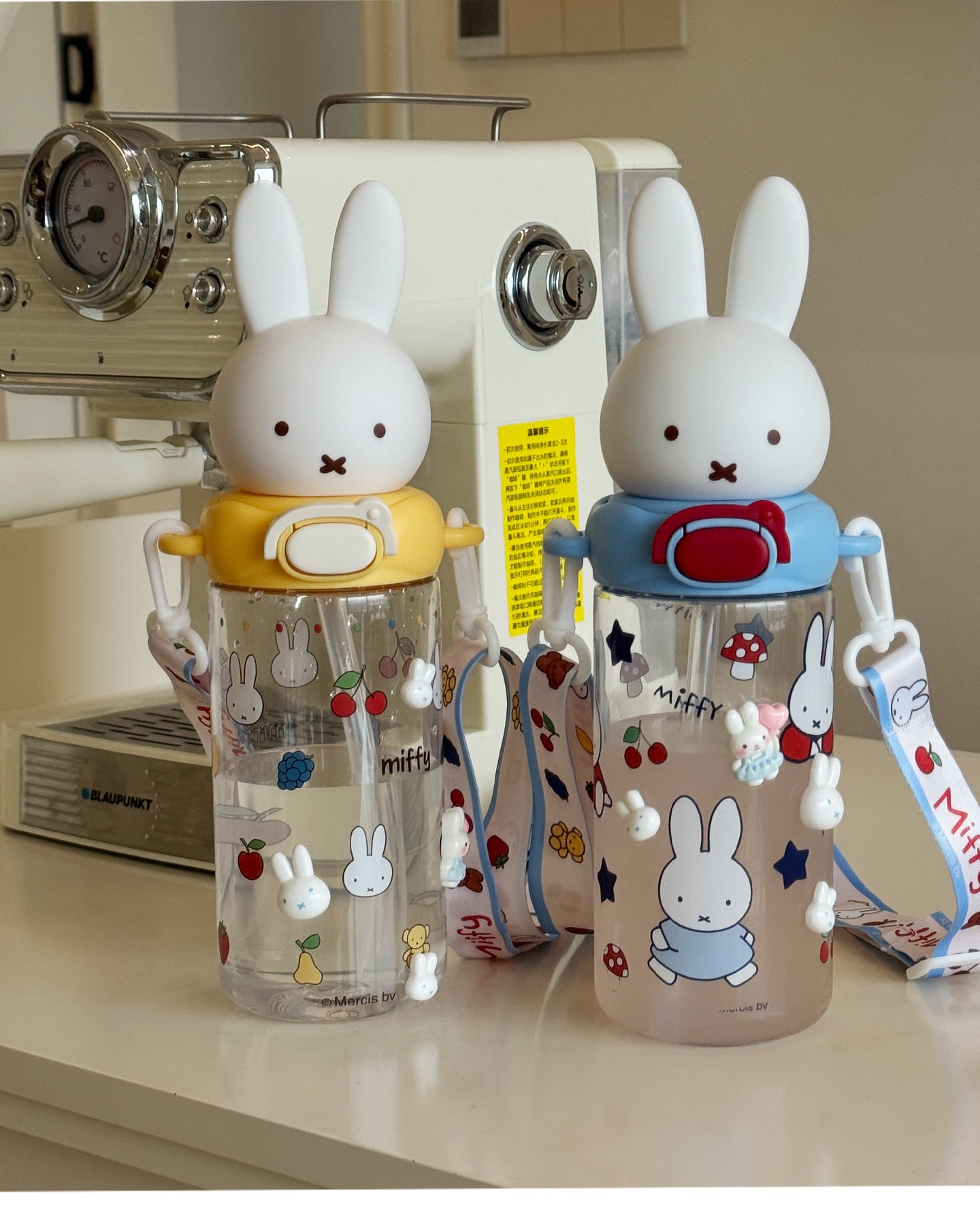 썸머 미피 트라이탄 플라스틱 빨대컵 (4종) 480ml 스트립 목걸이 물병