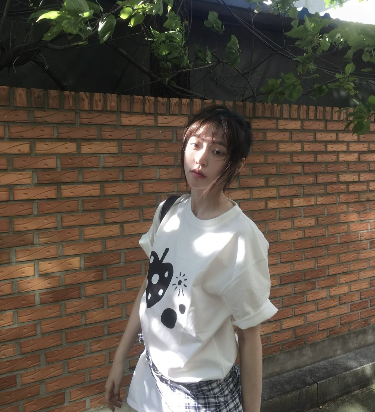 도트 사과 순면 반팔 티셔츠 (화이트) 빅사이즈 여름 반팔
