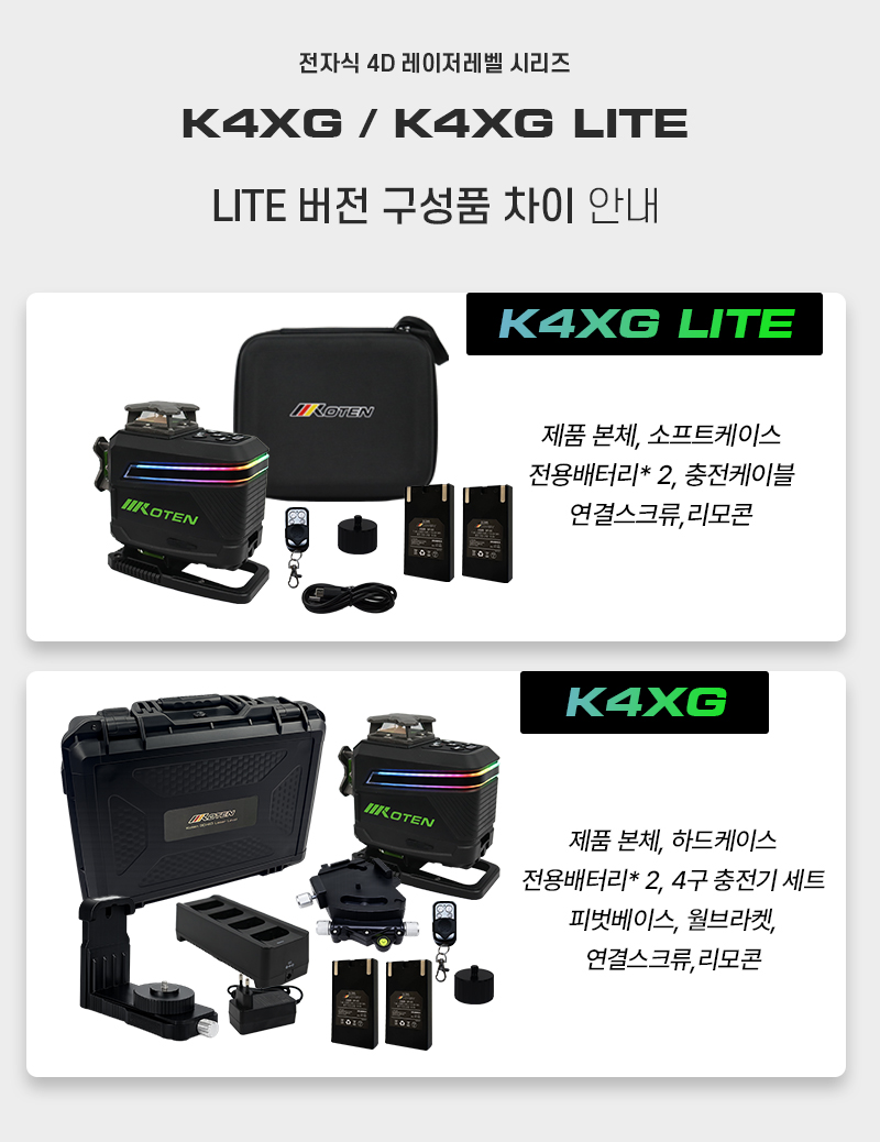 코텐 산업용 전자식 4D레벨기 K4XG(FULL SET) 그린