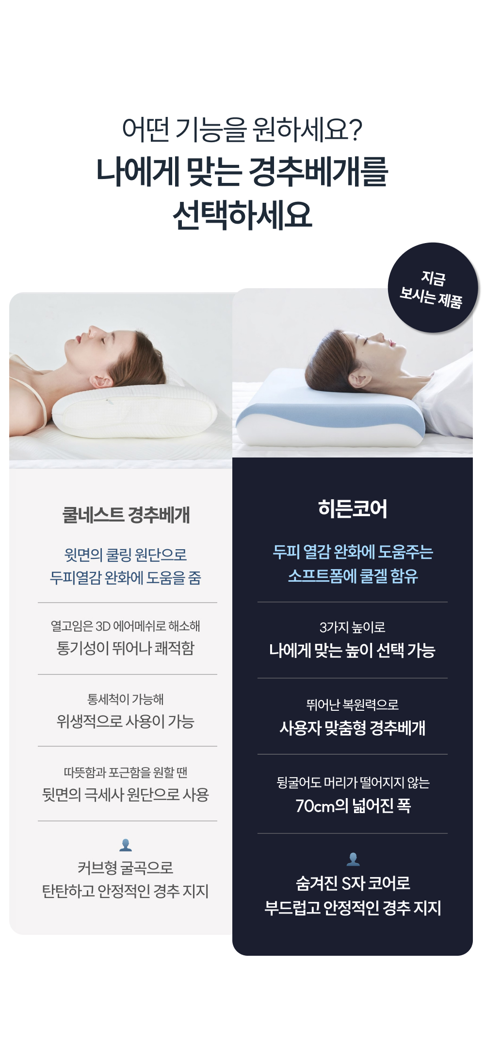 (사은품) 슬립웰 히든코어 쿨겔 메모리폼 경추베개 8cm