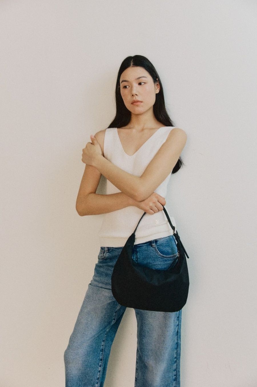 [3차 리오더] L Nylon Hobo Bag / Black